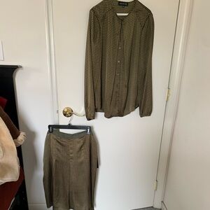 Two piece silk like skirt and blouse set